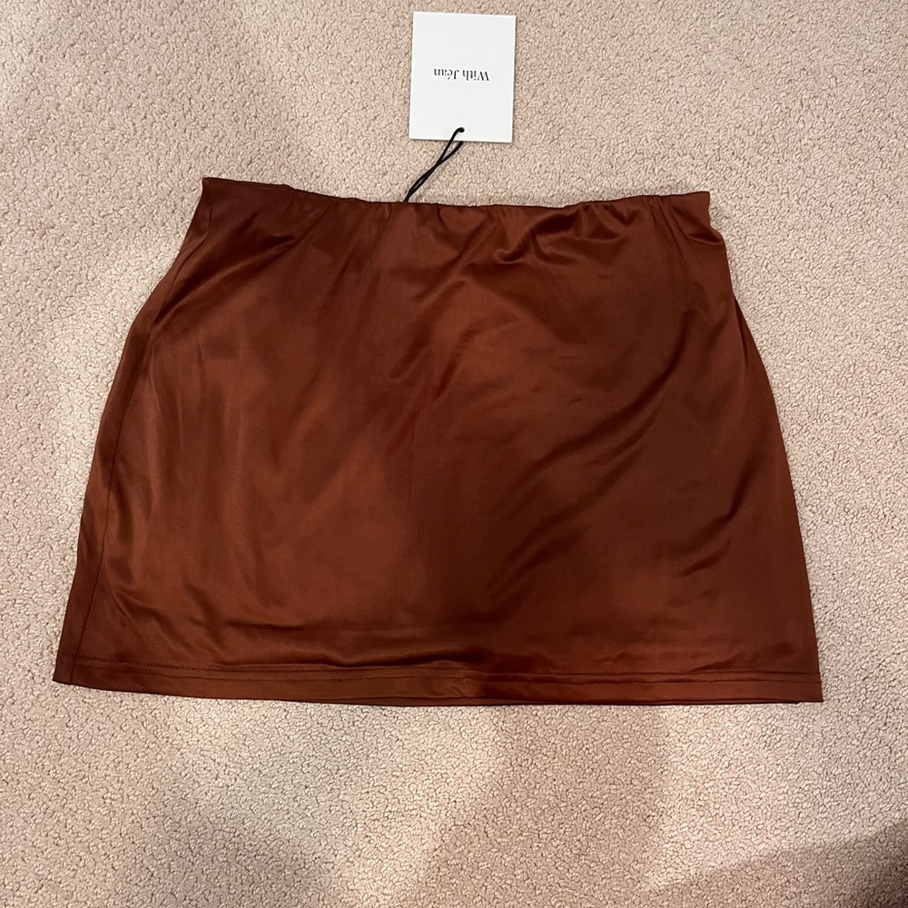 With Jean mini skirt